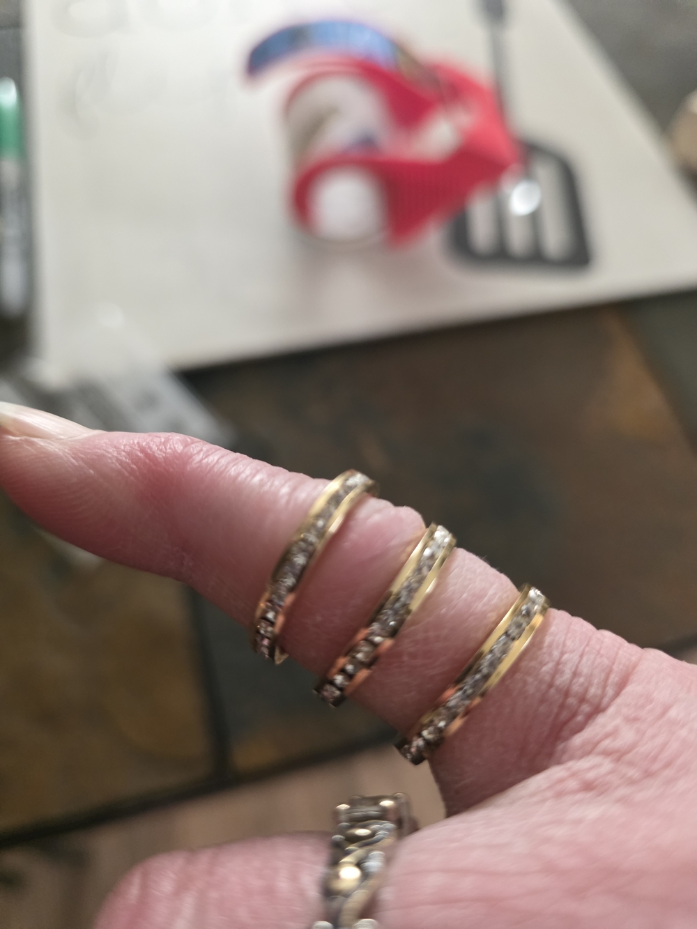 Gold-Tone Multi-Row Crystal Stackable Ring - Picture 3 of 4